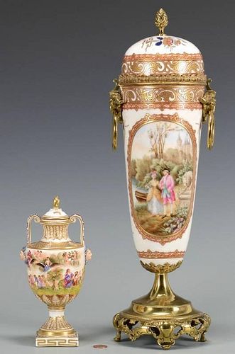 TWO EUROPEAN PORCELAIN URNSTwo