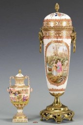 TWO EUROPEAN PORCELAIN URNSTwo