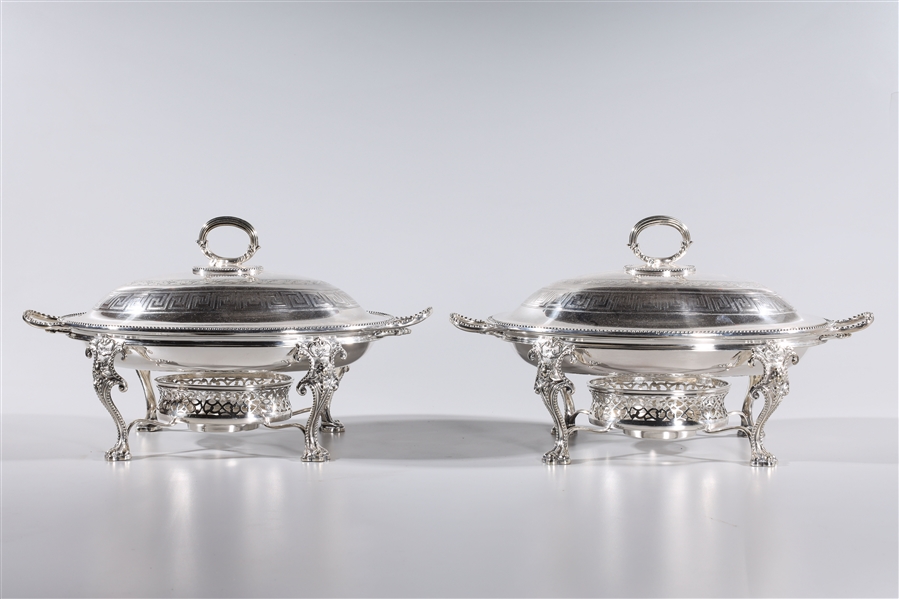 Two European silver plate covered