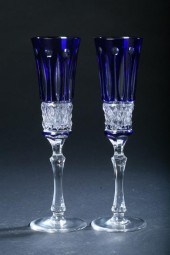 TWO FABERG? COBALT CRYSTAL ''X