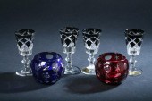 TWO FABERG? CRYSTAL VOTIVES. I