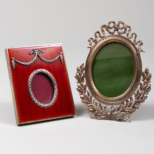 TWO FABERGE STYLE SILVER PICTURE