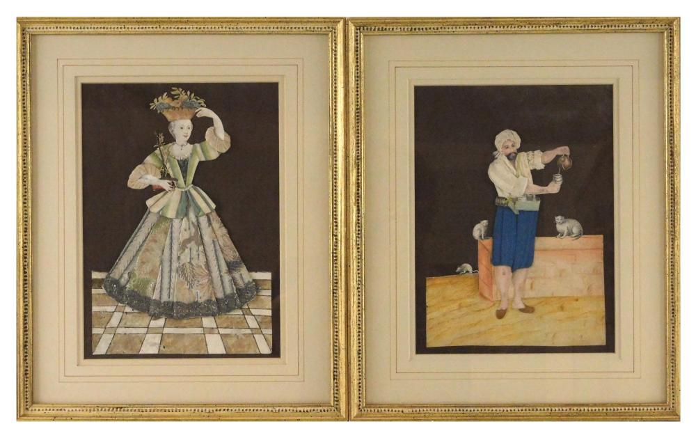 TWO FABRIC AND PAPER COLLAGE