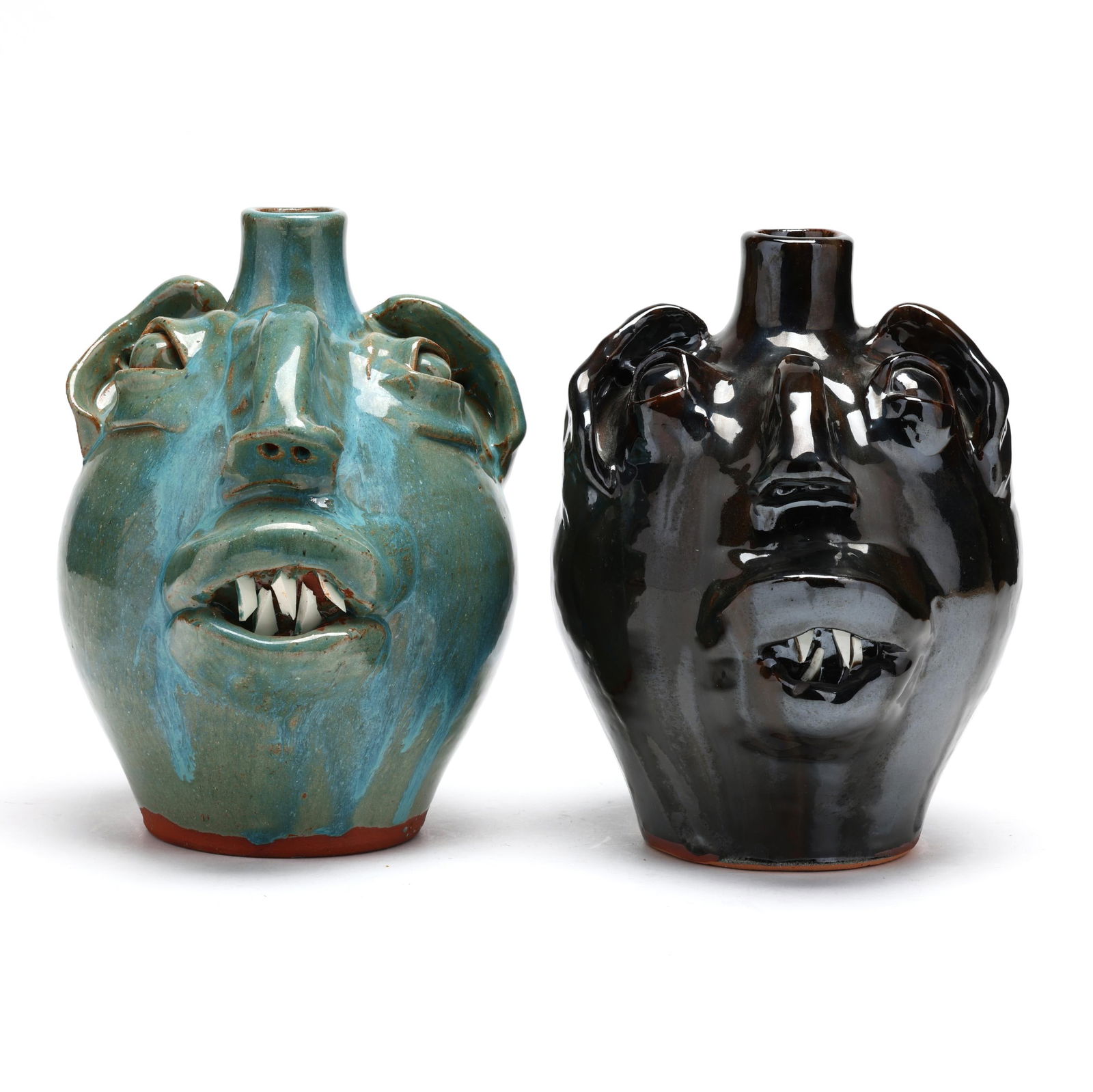 TWO FACE JUGS, M.L. OWENS,