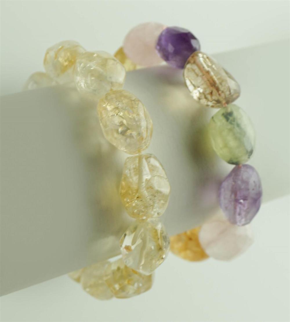 TWO FACETED GEMSTONE BRACELETSTWO