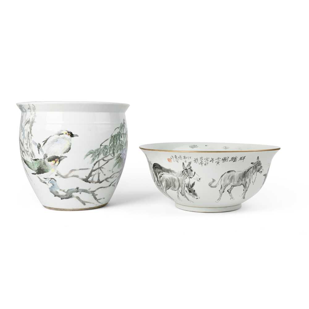 TWO FAMILLE ROSE BASINS 20TH