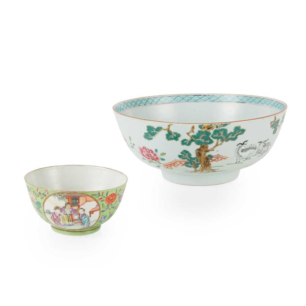 TWO FAMILLE ROSE BOWLS QING