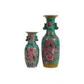 Two Famille Rose Nonya Vases E