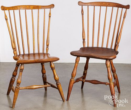 TWO FANBACK WINDSOR CHAIRS, LATE