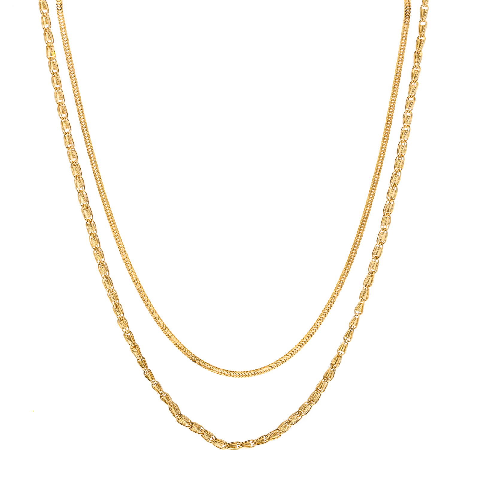 TWO FANCY LINK CHAIN NECKLACES IN