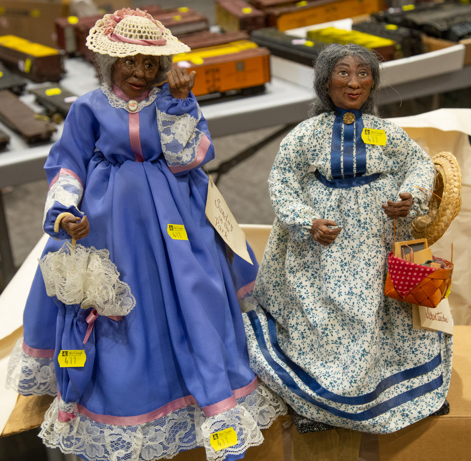 TWO FANTASY FOLK DOLLS, BY LINDA