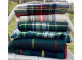 Two Faribault wool blankets in