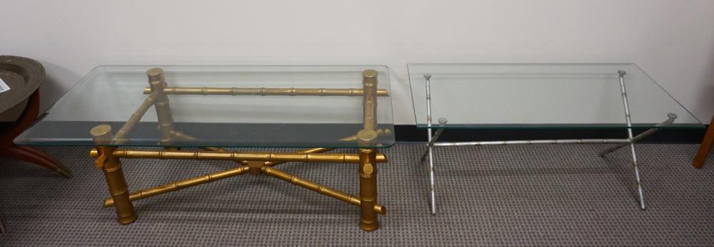TWO FAUX BAMBOO GLASS TOP COFFEE