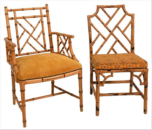 TWO FAUX BAMBOO HOLLYWOOD REGENCY