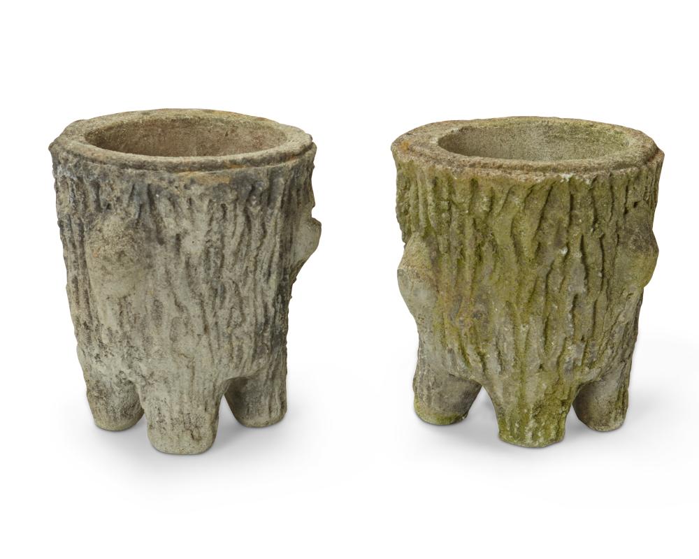 TWO FAUX BOIS TREE TRUNK