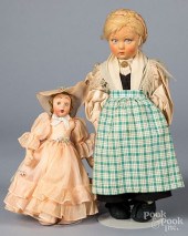 TWO FELT LENCI DOLLS, IN ORIGI