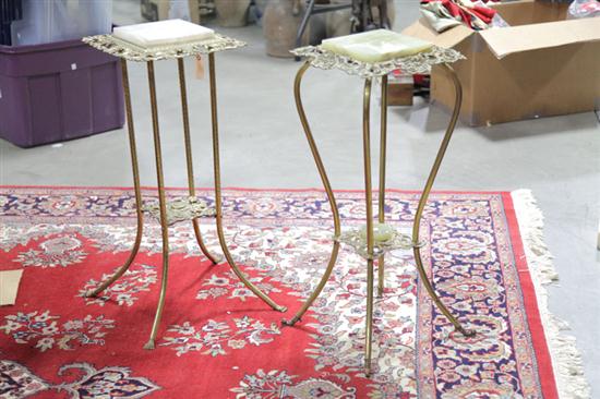 TWO FERN STANDS. Openwork  brass
