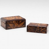 TWO FERNWARE WOOD TABLE BOXESE