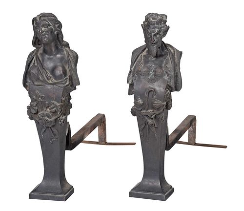 TWO FIGURAL CAST IRON