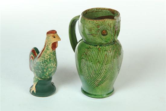 TWO FIGURAL PIECES OF POTTERY. 