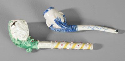 Two figural pipes: one pearlware