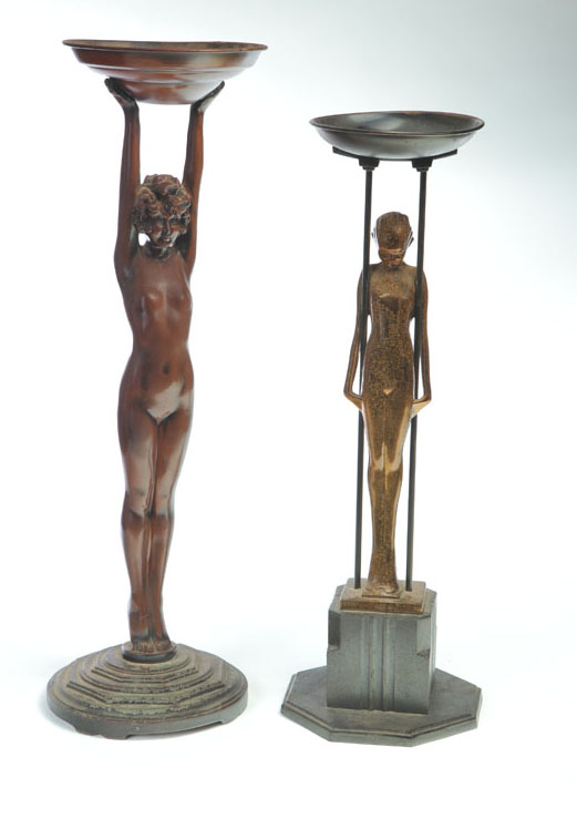 TWO FIGURAL SMOKING STANDS. 