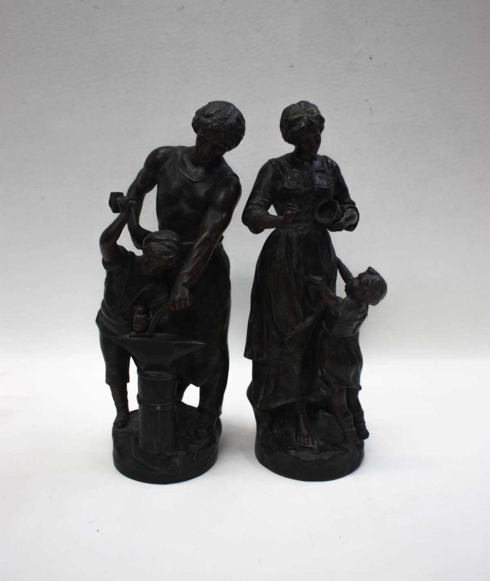 TWO FIGURAL SPELTER SCULPTURES, ONE