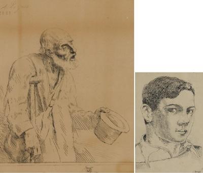 Two Figurative Etchings; Alphones
