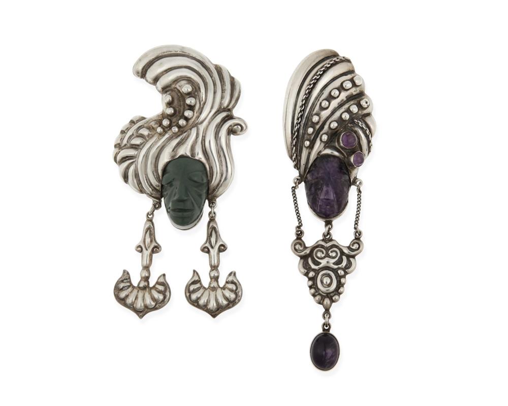 TWO FIGURATIVE STONE SET