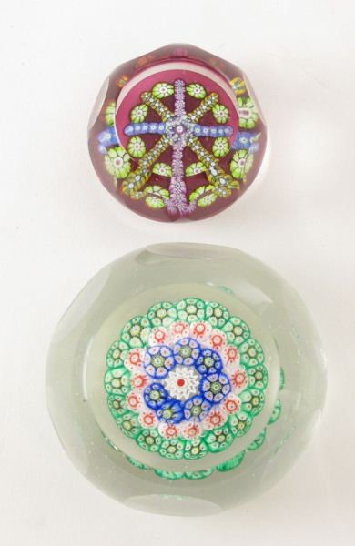 Two Fine Millefiori Paperweightsthe