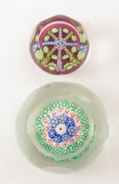 Two Fine Millefiori Paperweigh