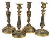 TWO FINE PAIRS BRONZE CANDLEST