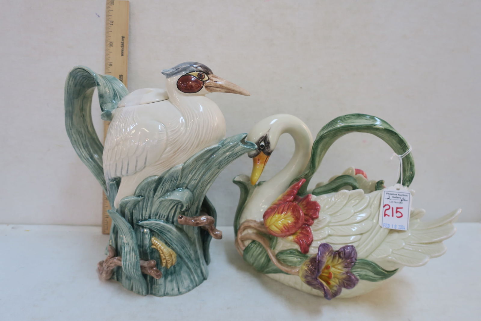 TWO FITZ & FLOYD BIRD TEAPOTS:Two