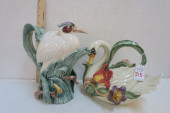 TWO FITZ & FLOYD BIRD TEAPOTS: