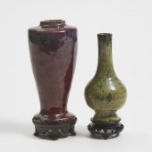 Two Flambé-Glazed Shiwan Vases
