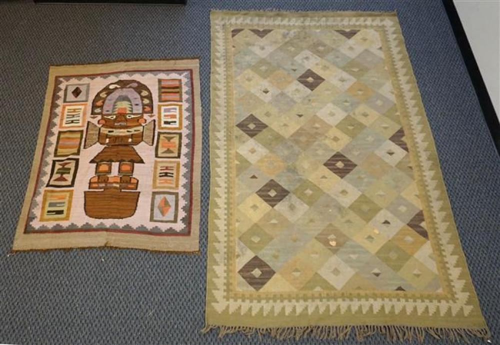 TWO FLATSTITCH RUGS, LARGER: 8 FT X