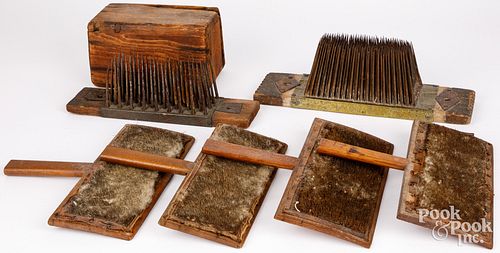TWO FLAX HATCHELS, 19TH C.Two