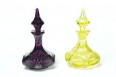 TWO FLINT GLASS COLOGNES.  Ame