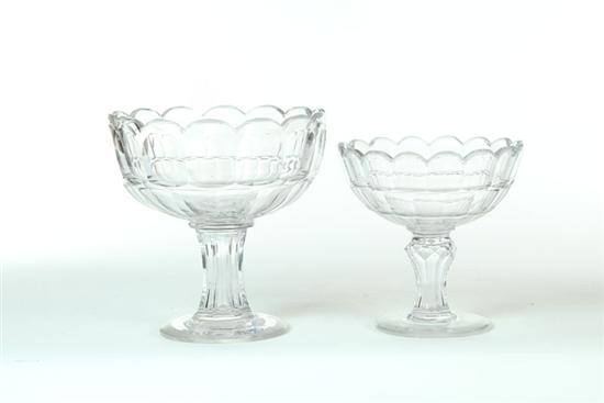 TWO FLINT GLASS COMPOTES.  American