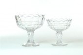 TWO FLINT GLASS COMPOTES.  Ame