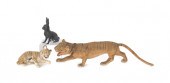 Two flocked tiger candy contai