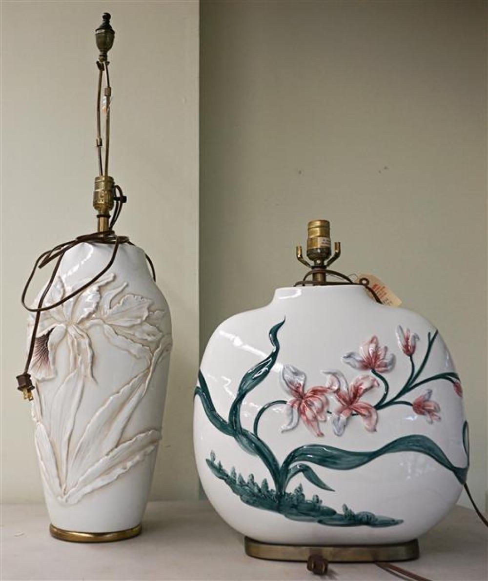 TWO FLORAL DESIGN CERAMIC TABLE