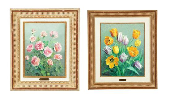 TWO FLORAL PAINTINGS BY JEAN