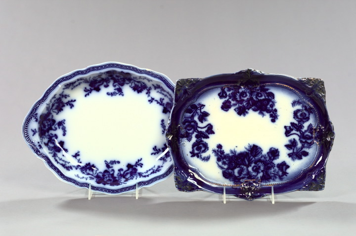 Two "Flow Blue" Platters,  one an