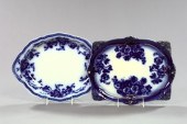 Two "Flow Blue" Platters,  one