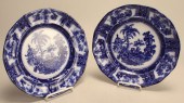 TWO FLOW BLUE PORCELAIN PLATES