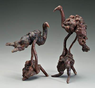 Two folk art birds: assembled