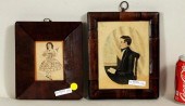 TWO FOLK ART DRAWINGS & WATERC