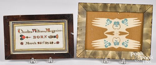 TWO FOLK ART HEART AND HAND
