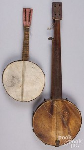 TWO FOLK ART HOMEMADE BANJOSTw